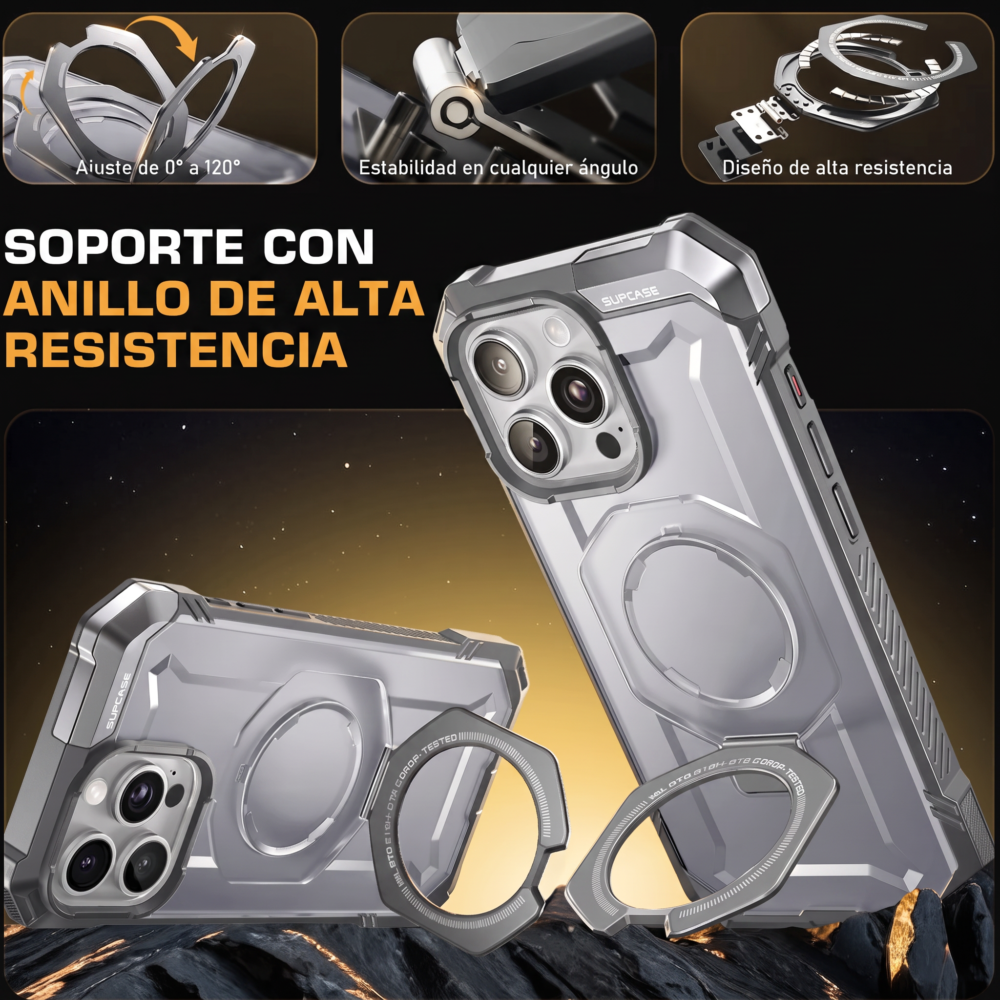 Case Grip Hunter — iPhone 16 Pro — Blanco