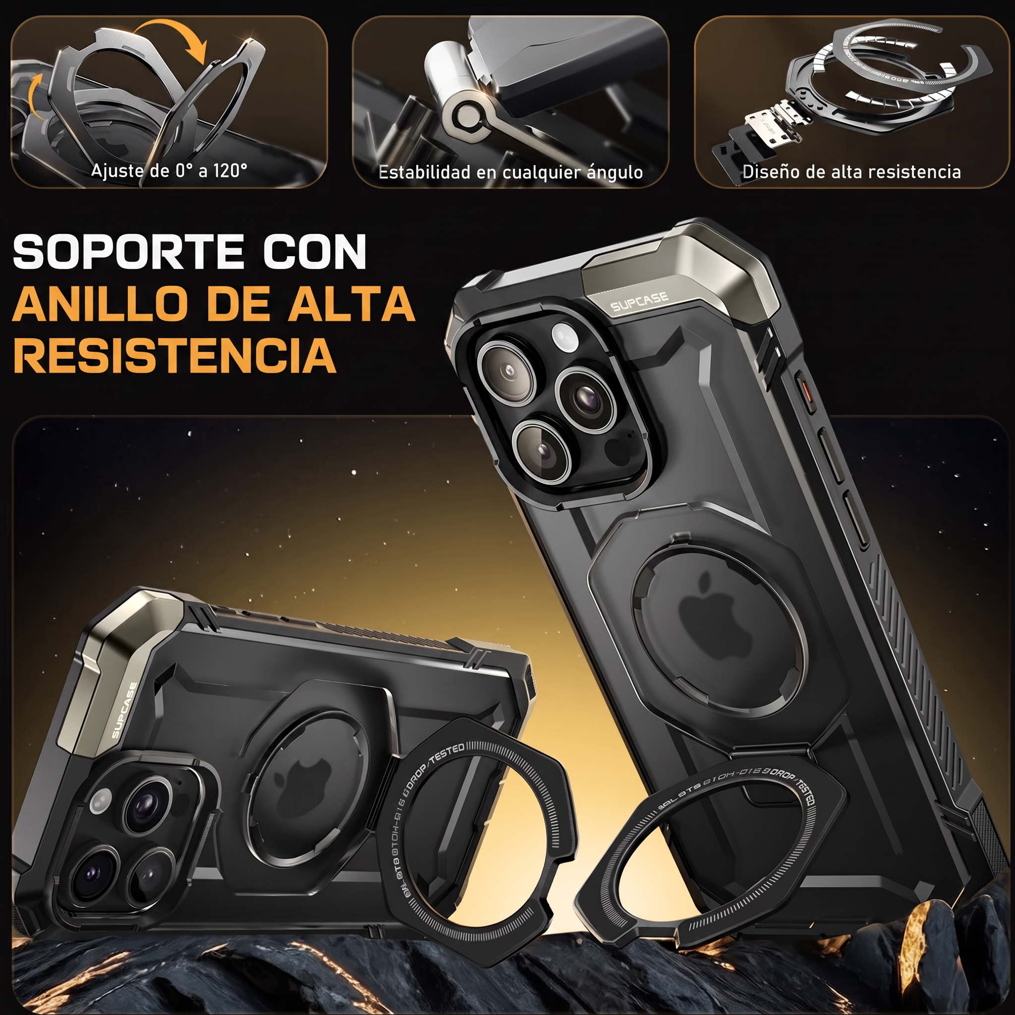 Case Grip Hunter — iPhone 16 Pro Max — Negro