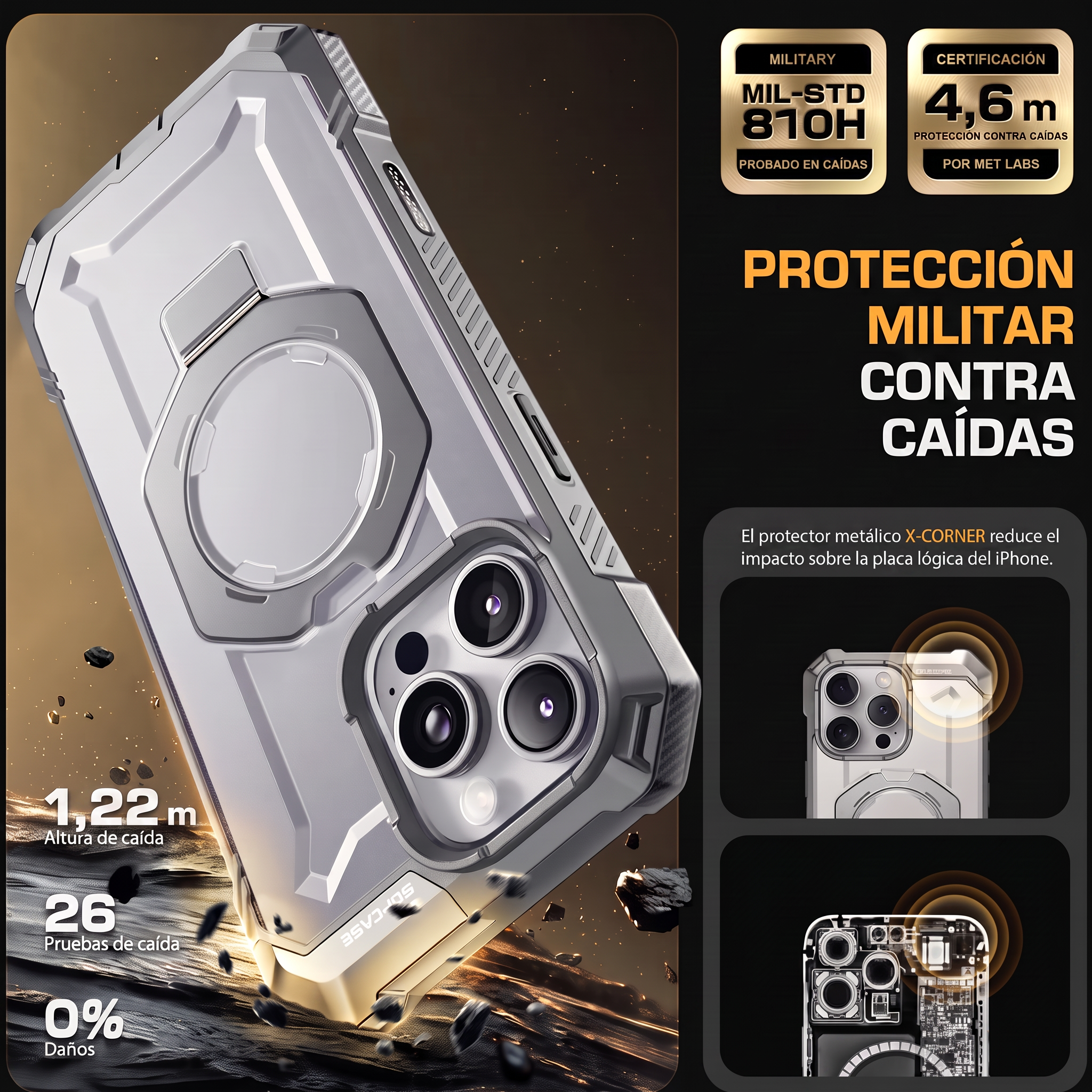 Case Grip Hunter — iPhone 16 Pro — Blanco