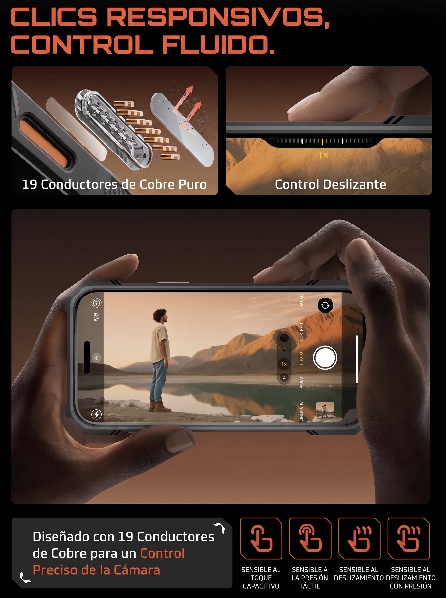 Case Grip Hunter — iPhone 17 Pro Max — Naranja
