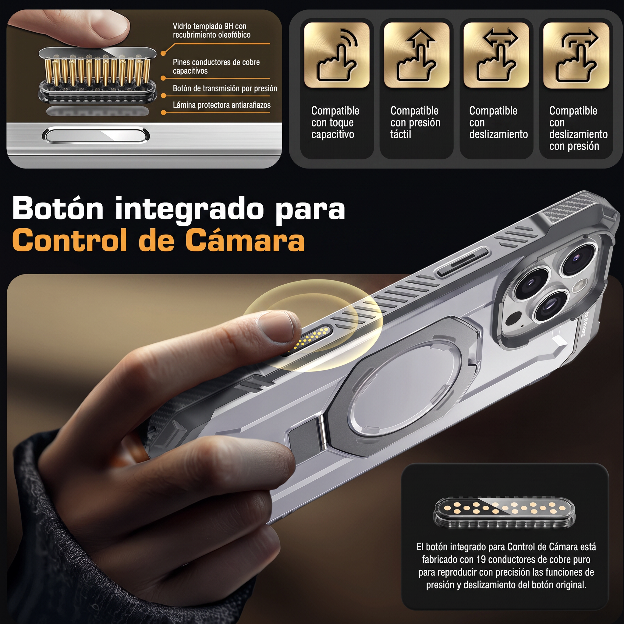 Case Grip Hunter — iPhone 16 Pro — Blanco