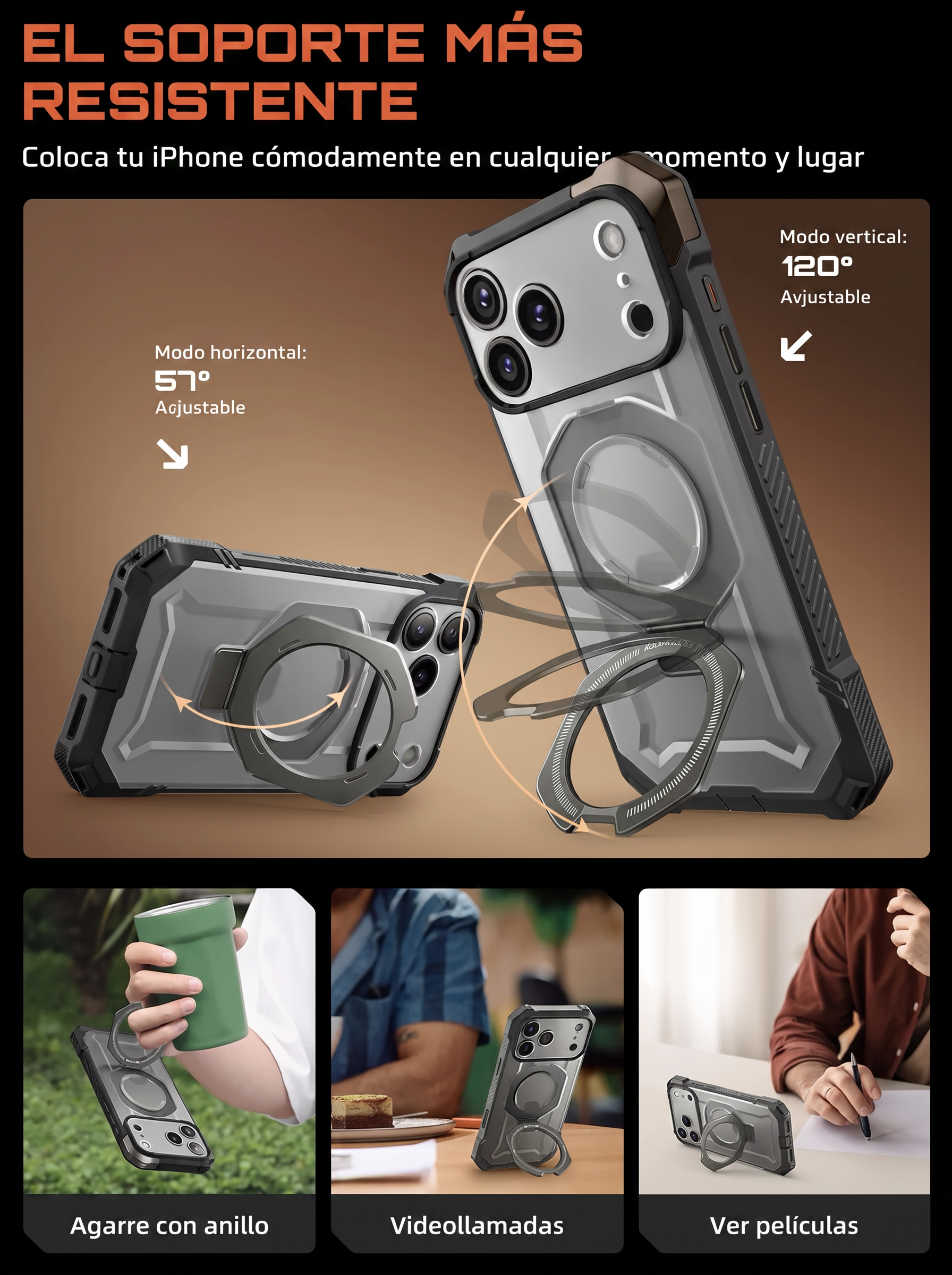 Case Grip Hunter — iPhone 17 Pro Max — Gris