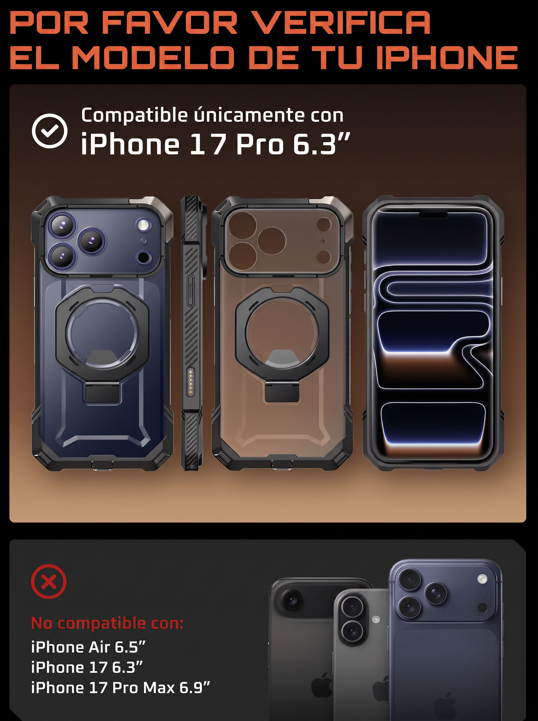 Case Grip Hunter — iPhone 17 Pro — Negro