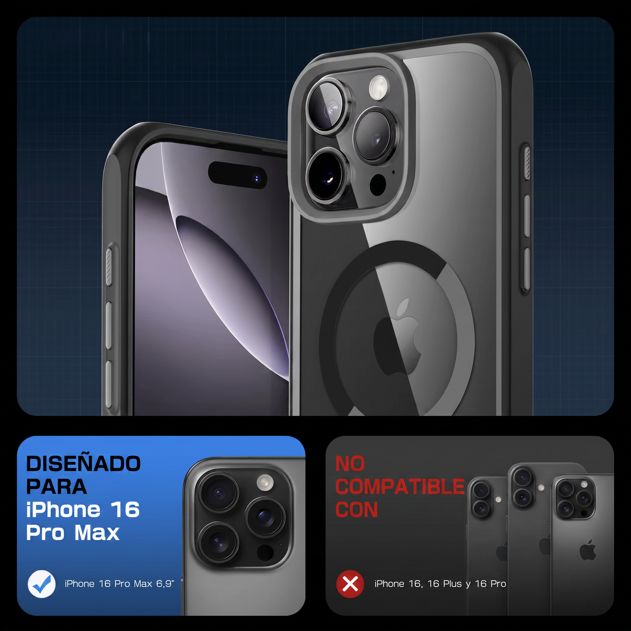 Case Slim Hunter — iPhone 16 Pro Max — Negro