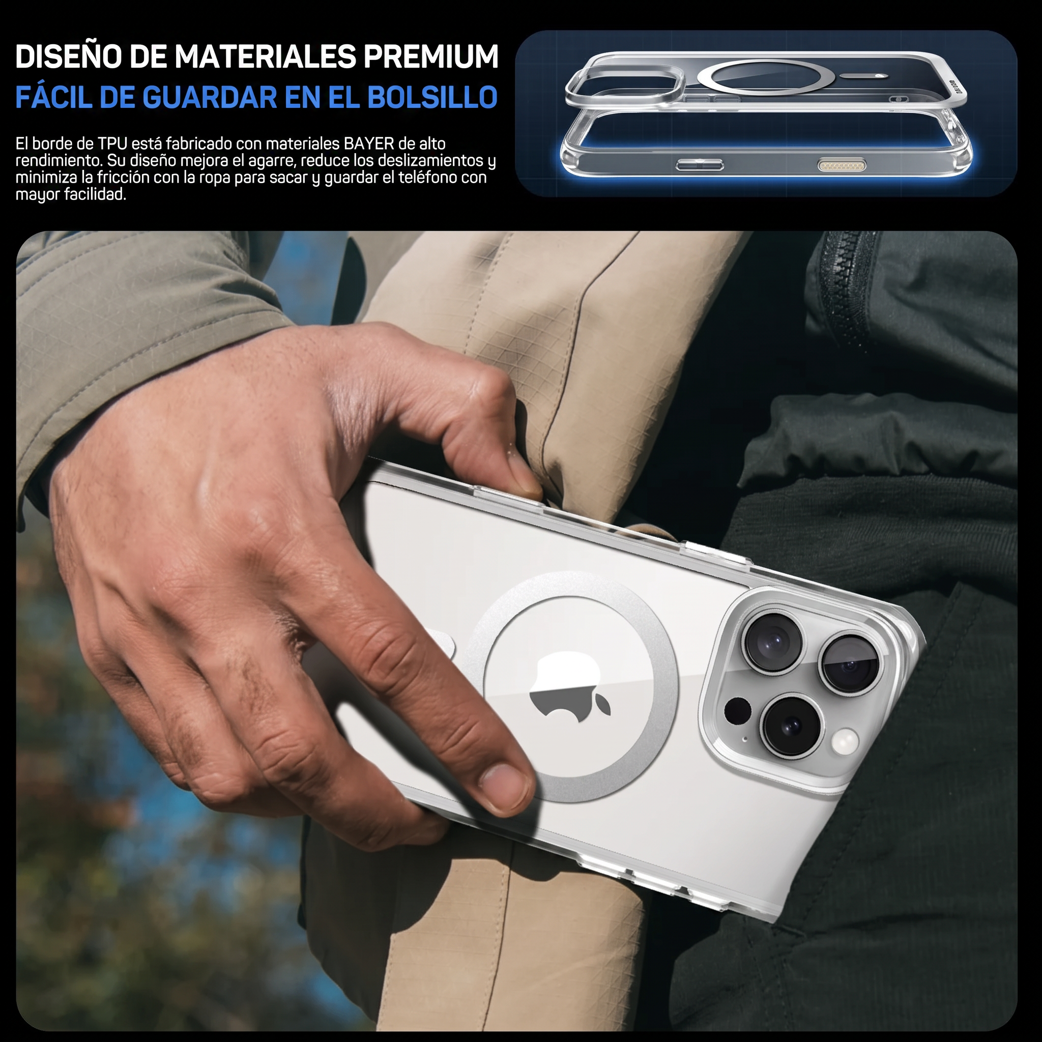 Case Slim Hunter — iPhone 16 Pro Max — Blanco