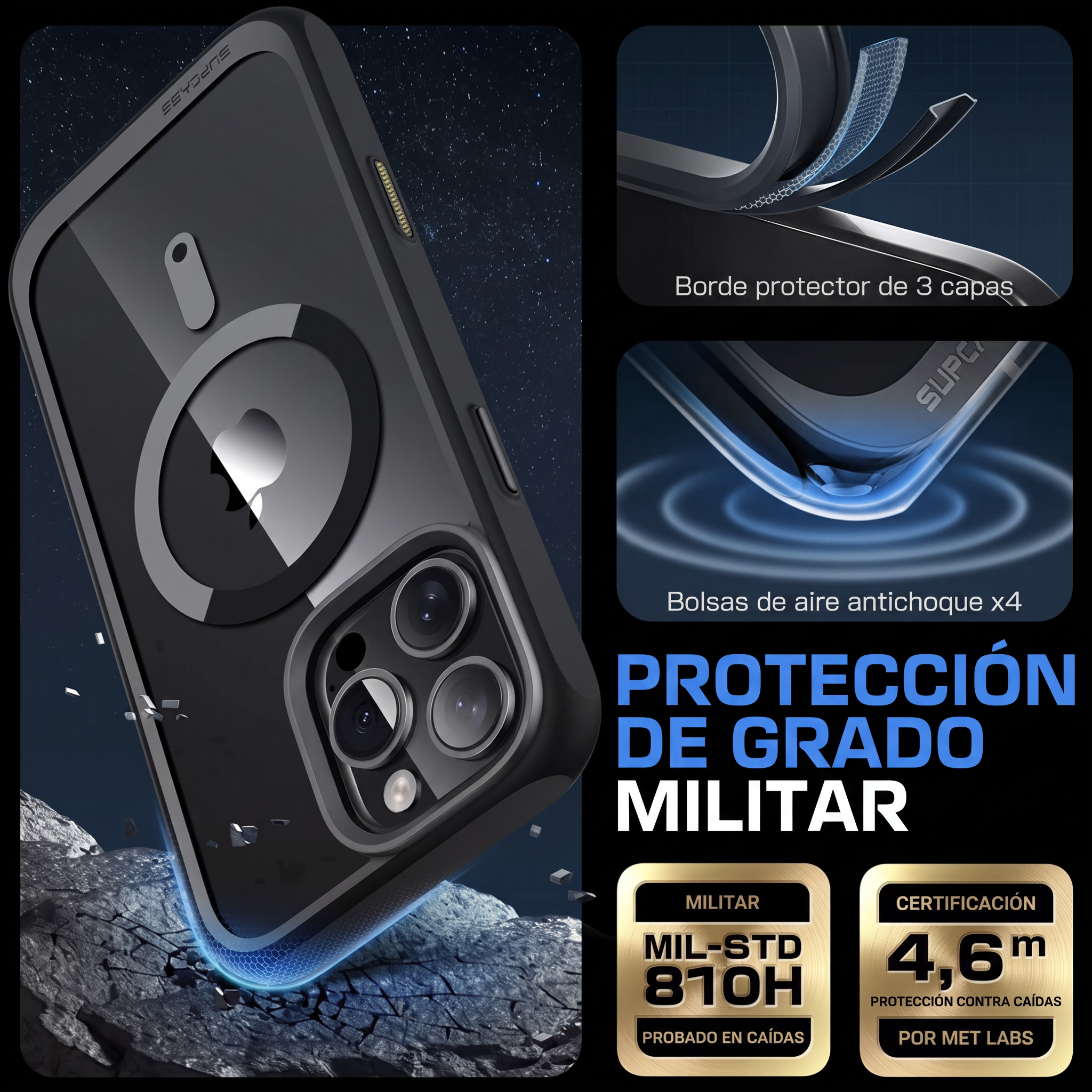 Case Slim Hunter — iPhone 16 Pro Max — Negro
