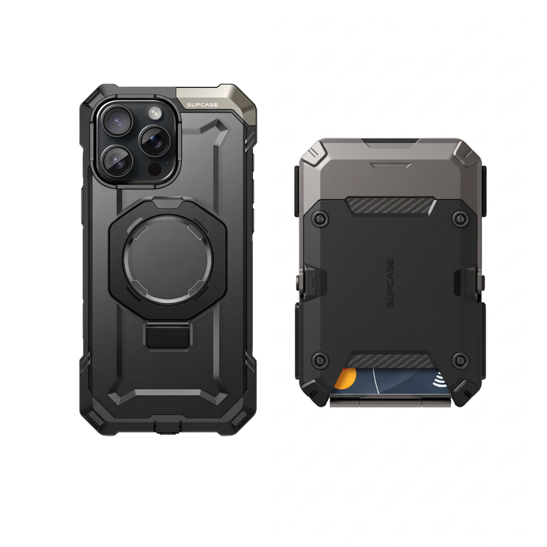 Case Negro + Billetera Negro — Combo iPhone 16 Pro Max