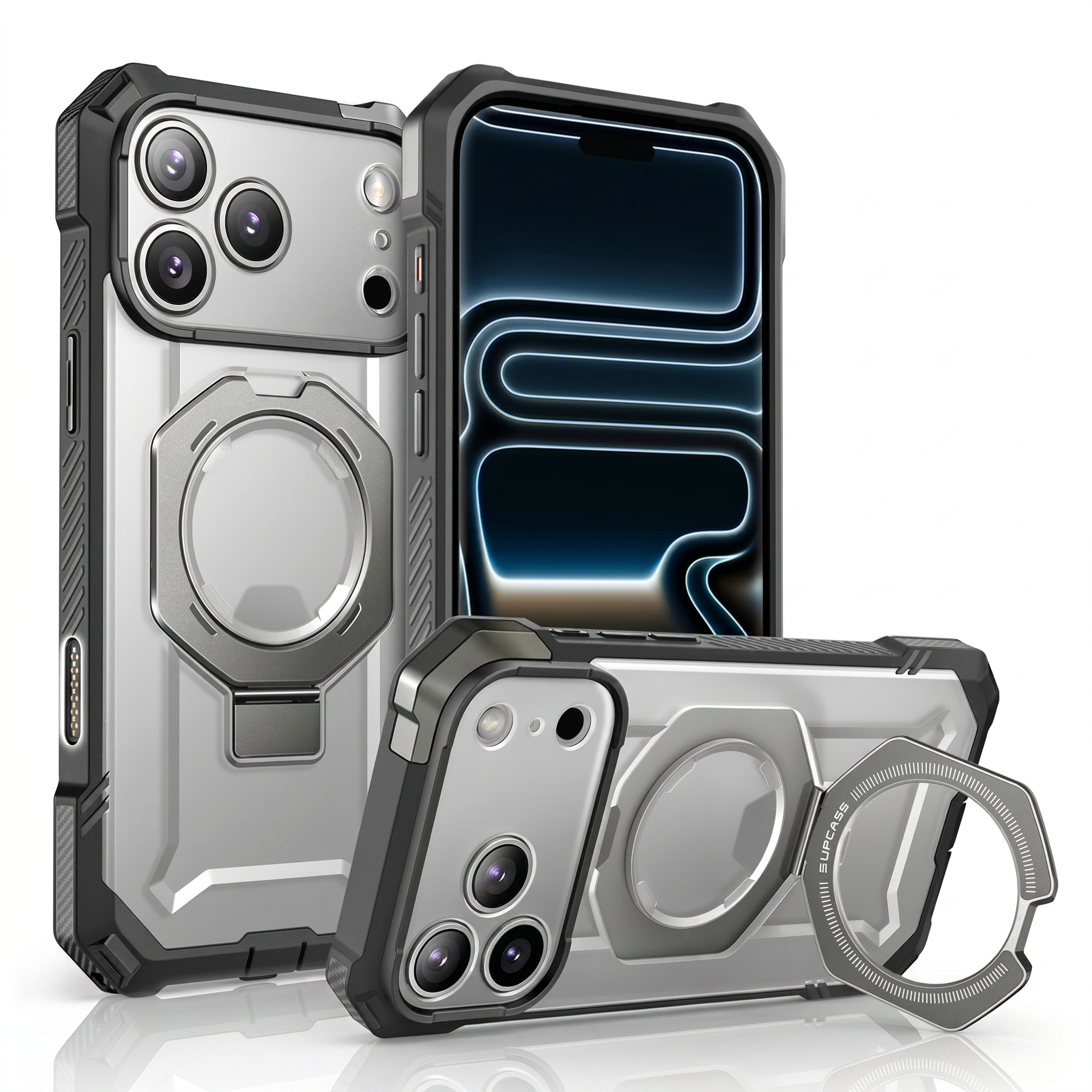 Case Grip Hunter — iPhone 17 Pro Max — Gris