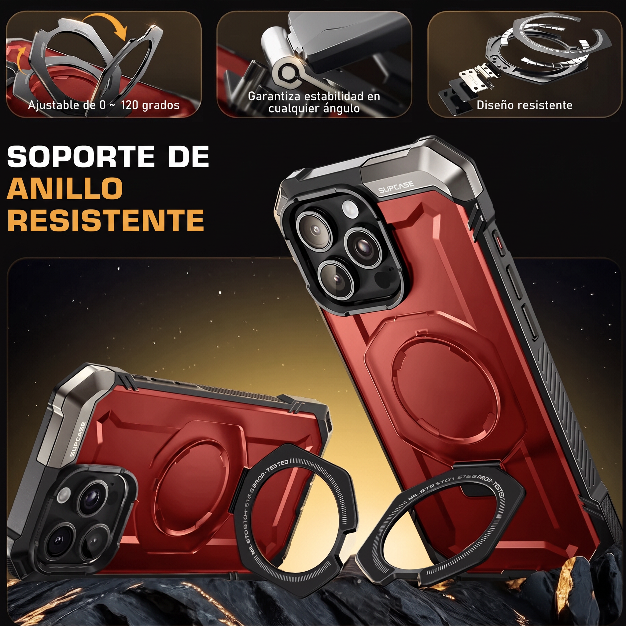 Case Grip Hunter — iPhone 16 Pro Max — Rojo