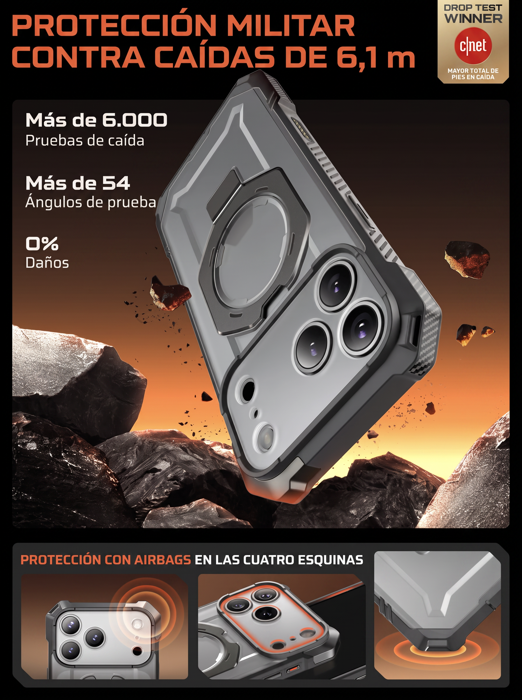 Case Grip Hunter — iPhone 17 Pro Max — Gris