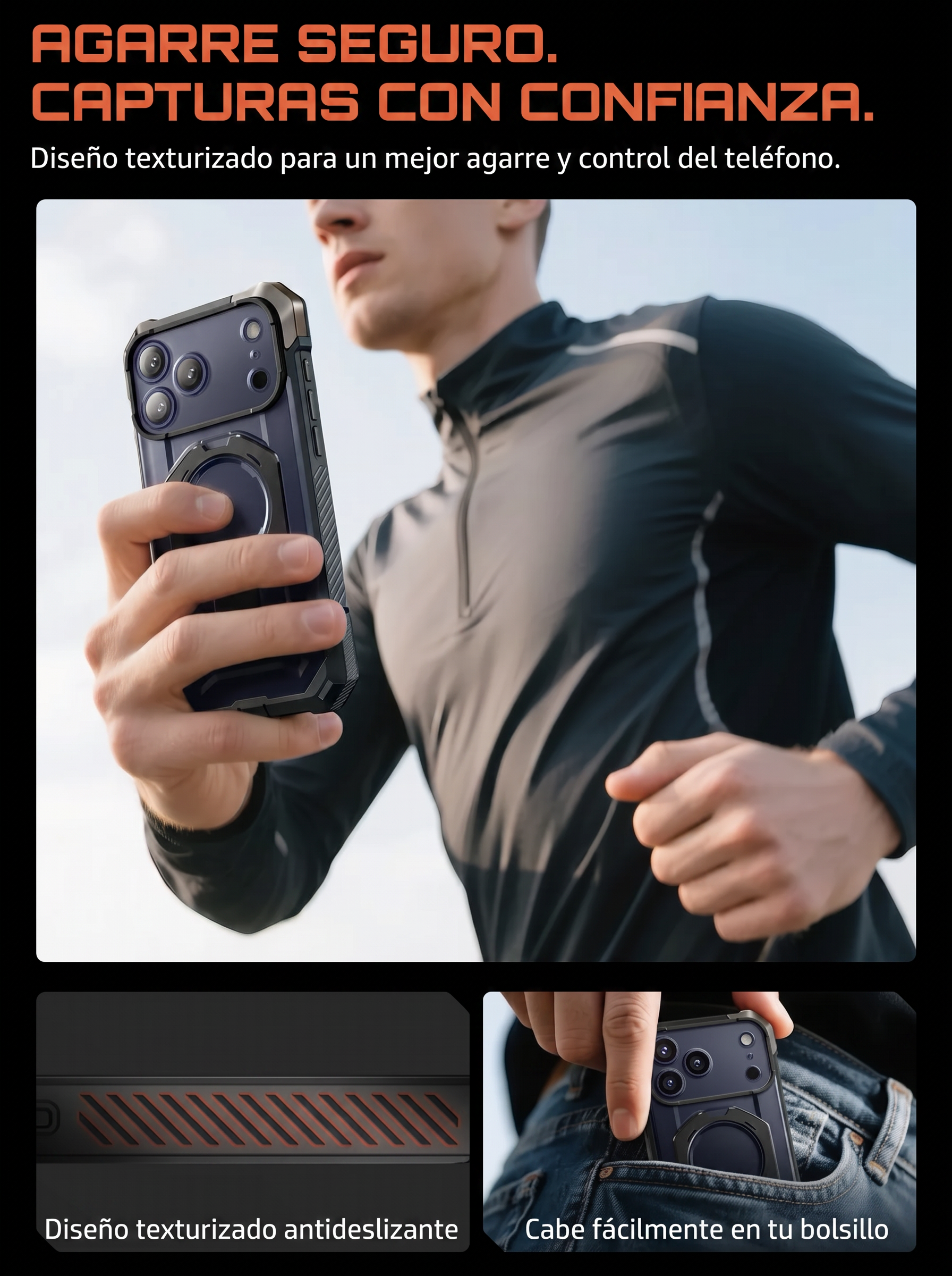 Case Grip Hunter — iPhone 17 Pro Max — Negro
