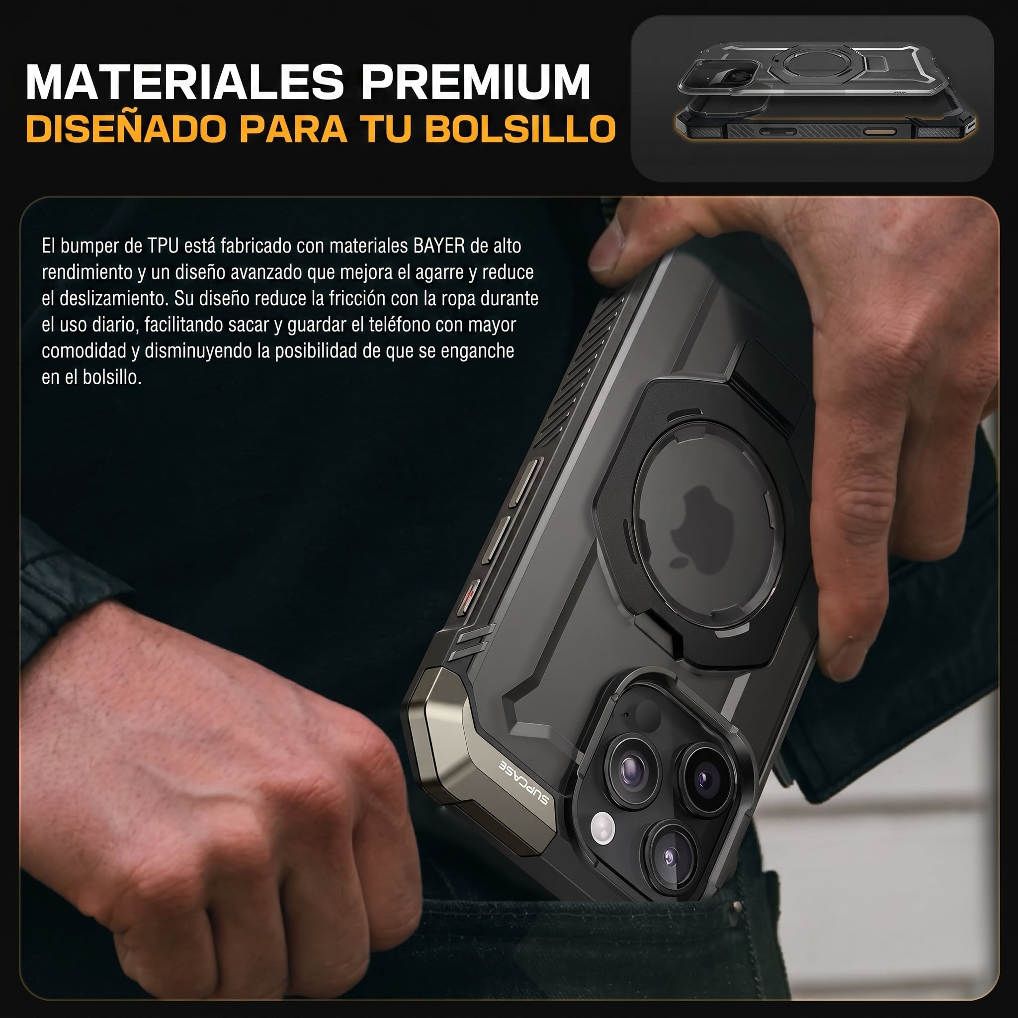 Case Grip Hunter — iPhone 16 Pro Max — Negro