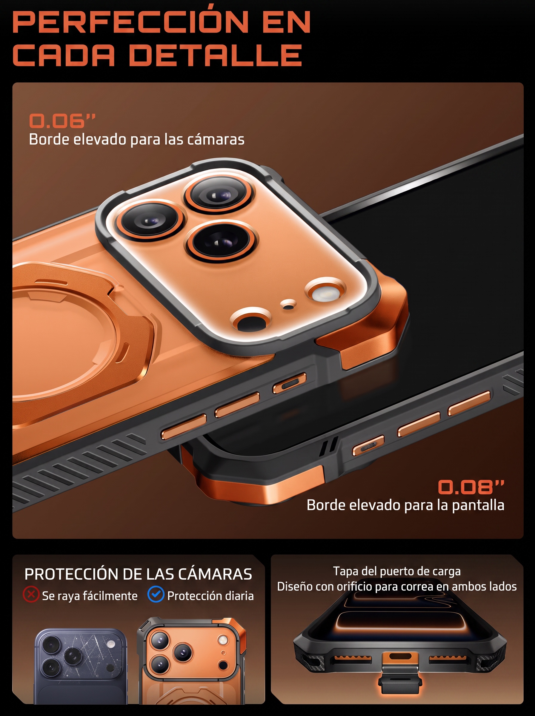 Case Grip Hunter — iPhone 17 Pro Max — Naranja