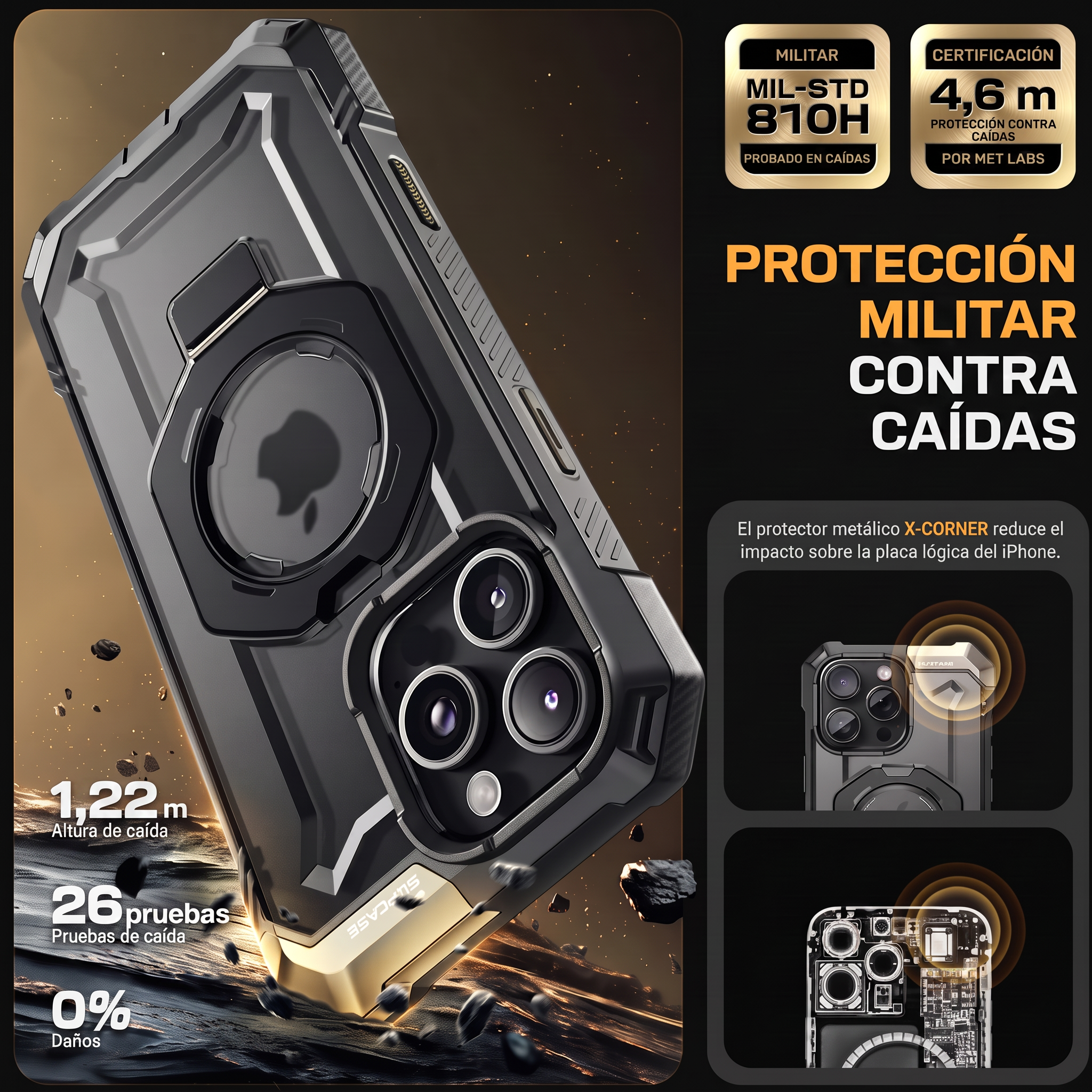 Case Grip Hunter — iPhone 16 Pro Max — Negro