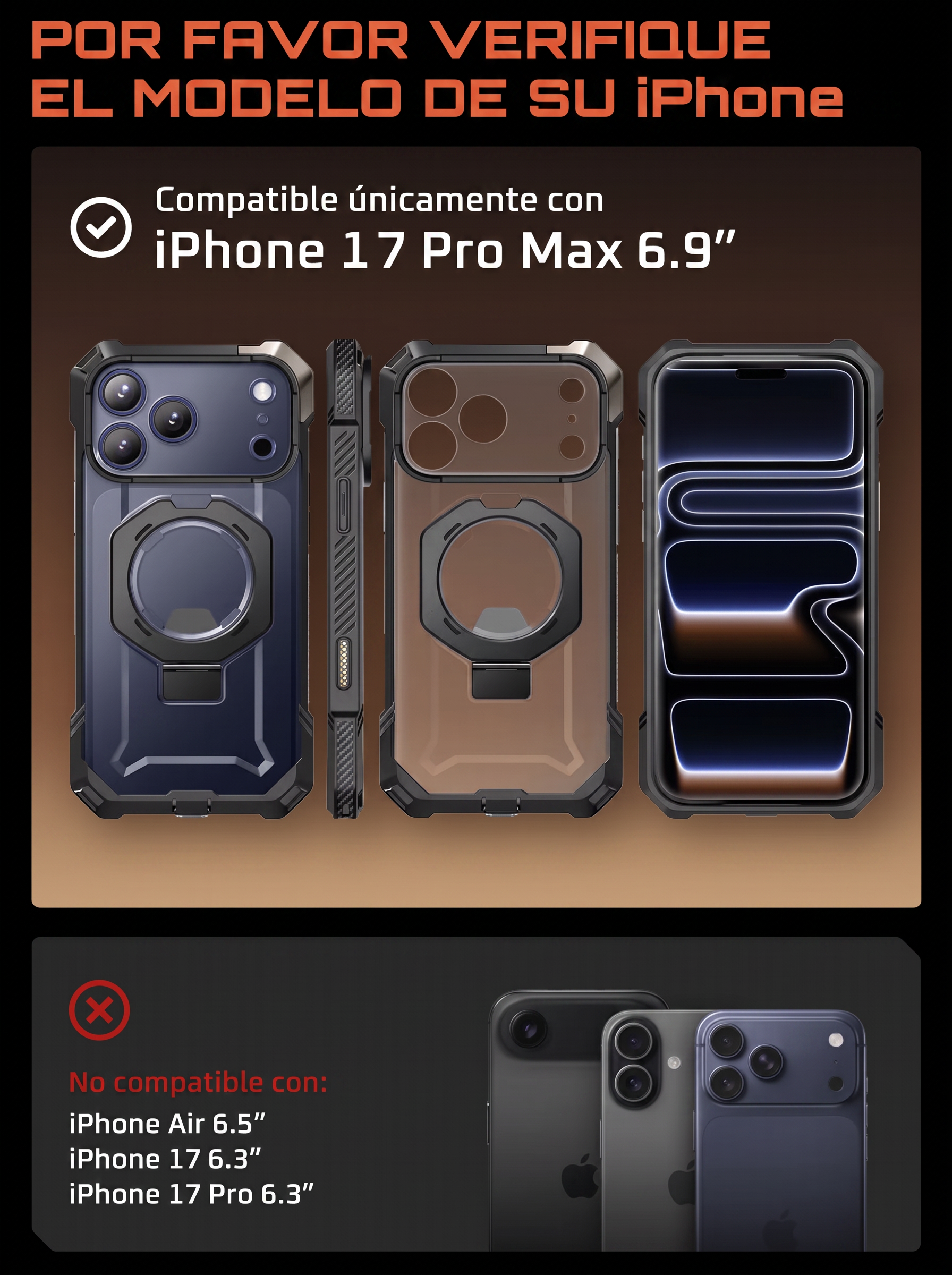 Case Grip Hunter — iPhone 17 Pro Max — Negro