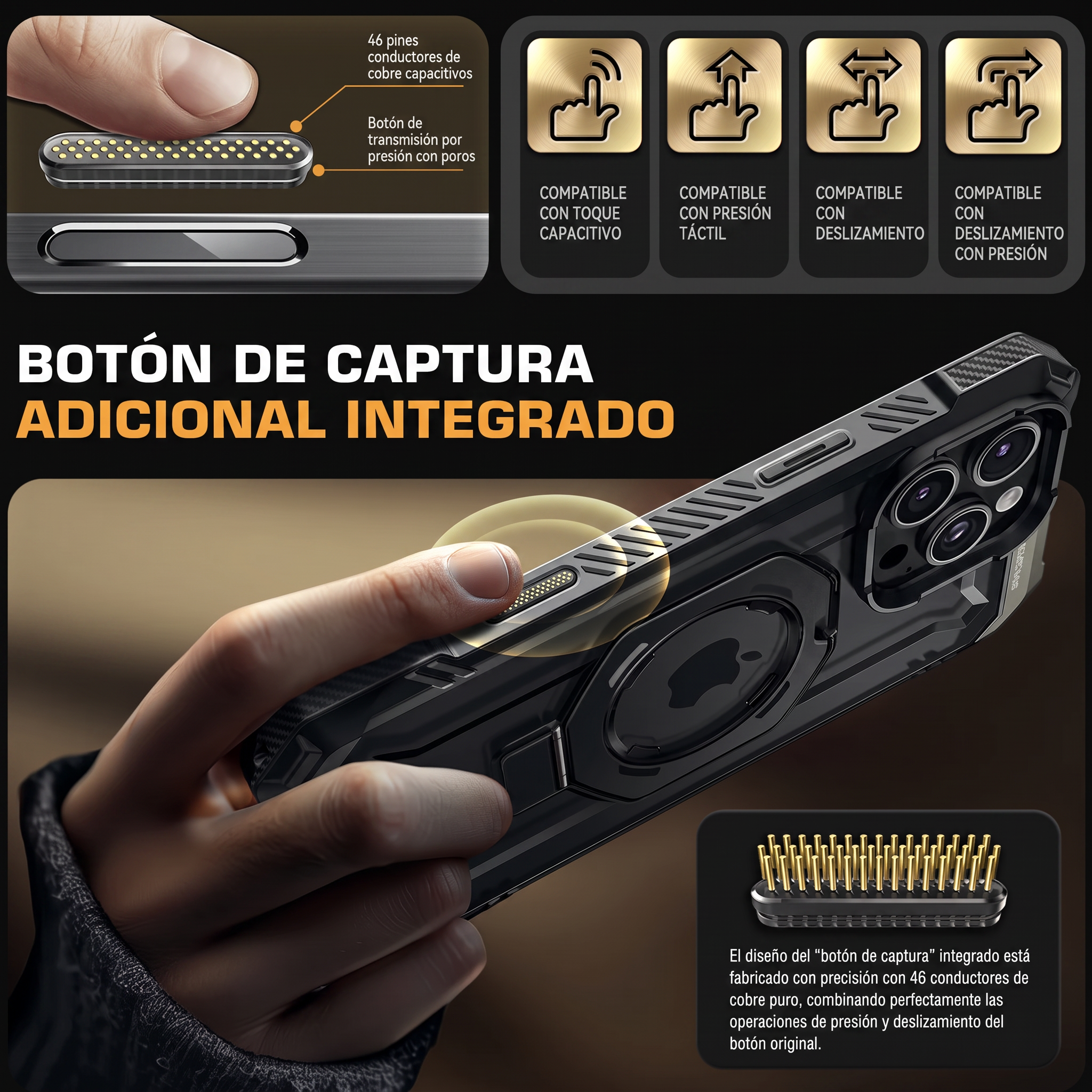 Case Grip Hunter — iPhone 16 Pro Max — Negro