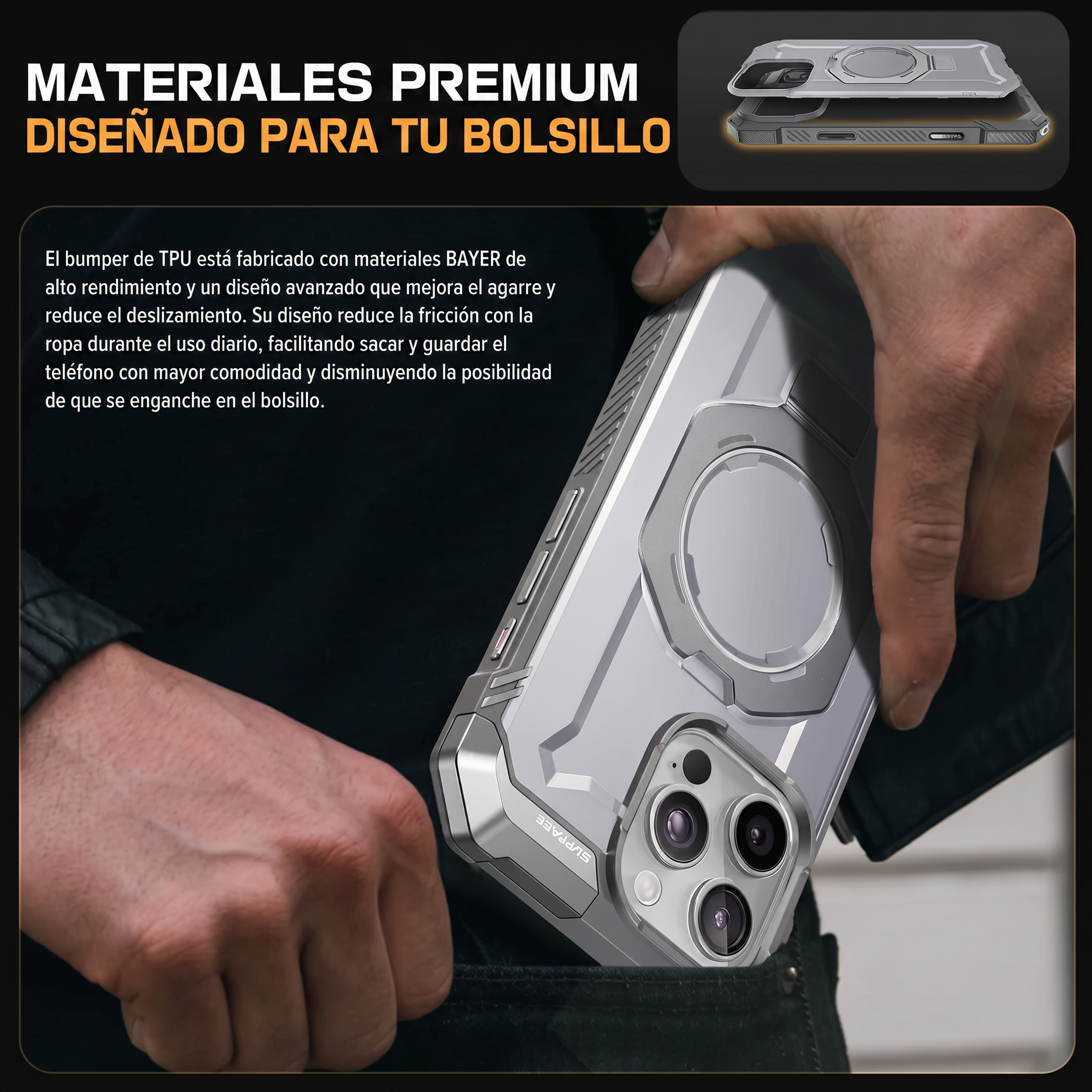 Case Grip Hunter — iPhone 16 Pro Max — Blanco