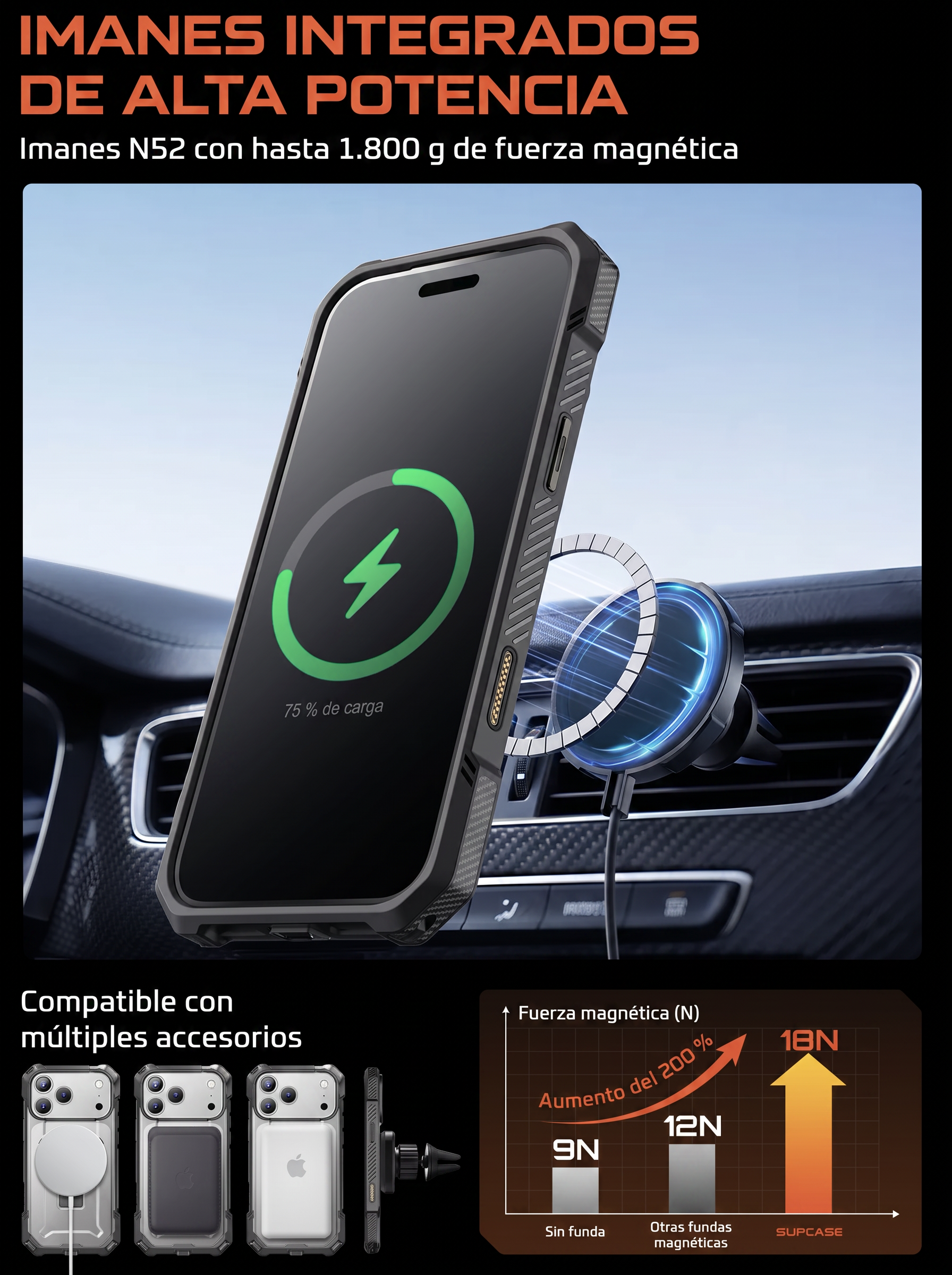 Case Grip Hunter — iPhone 17 Pro Max — Gris