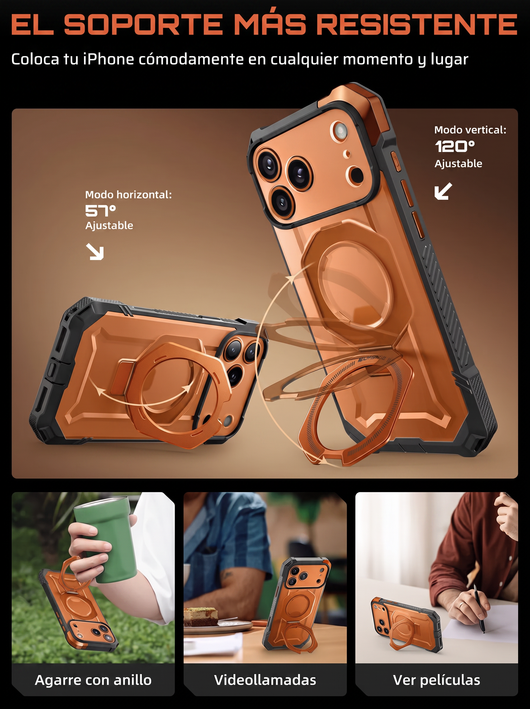Case Grip Hunter — iPhone 17 Pro Max — Naranja
