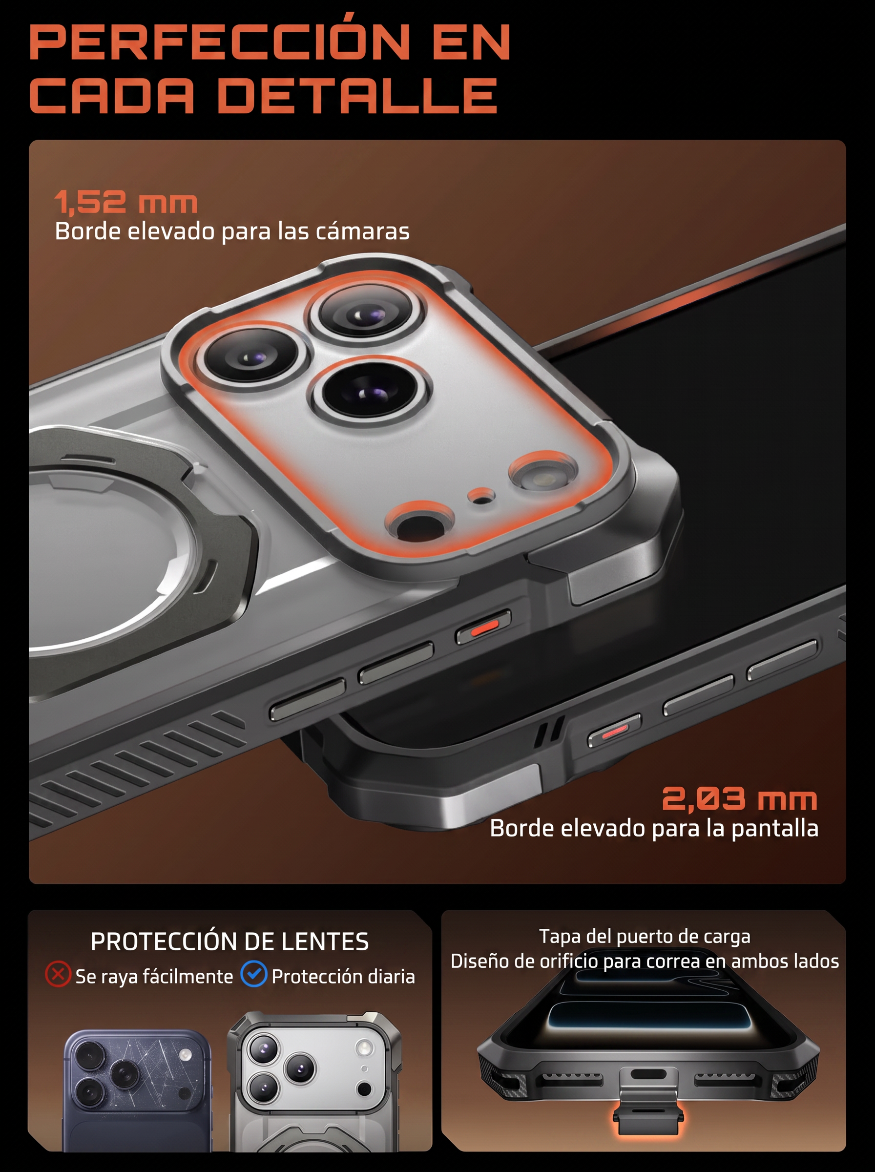 Case Grip Hunter — iPhone 17 Pro Max — Gris