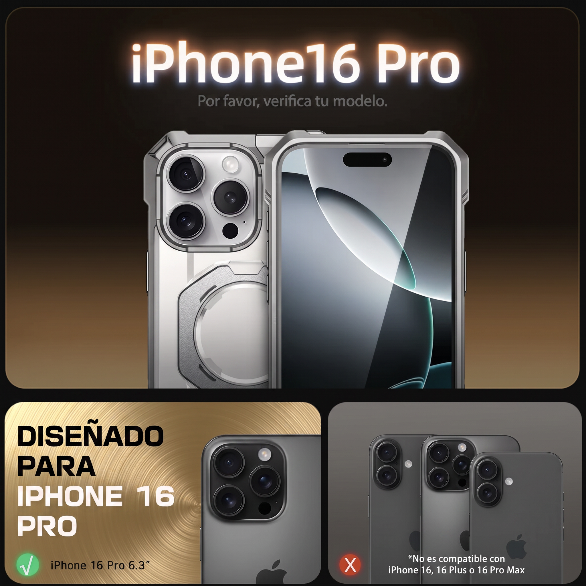 Case Grip Hunter — iPhone 16 Pro — Blanco