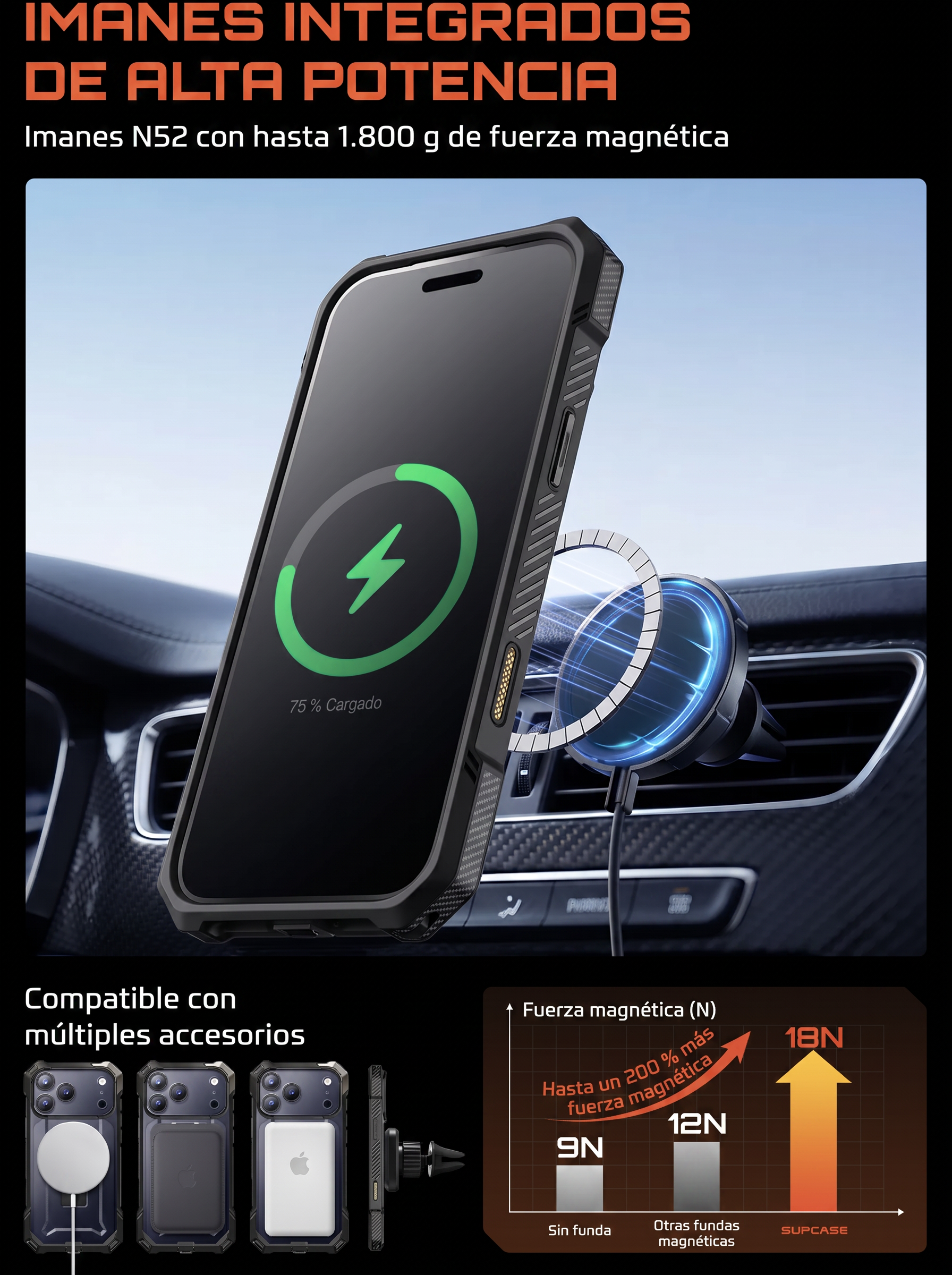 Case Grip Hunter — iPhone 17 Pro — Negro
