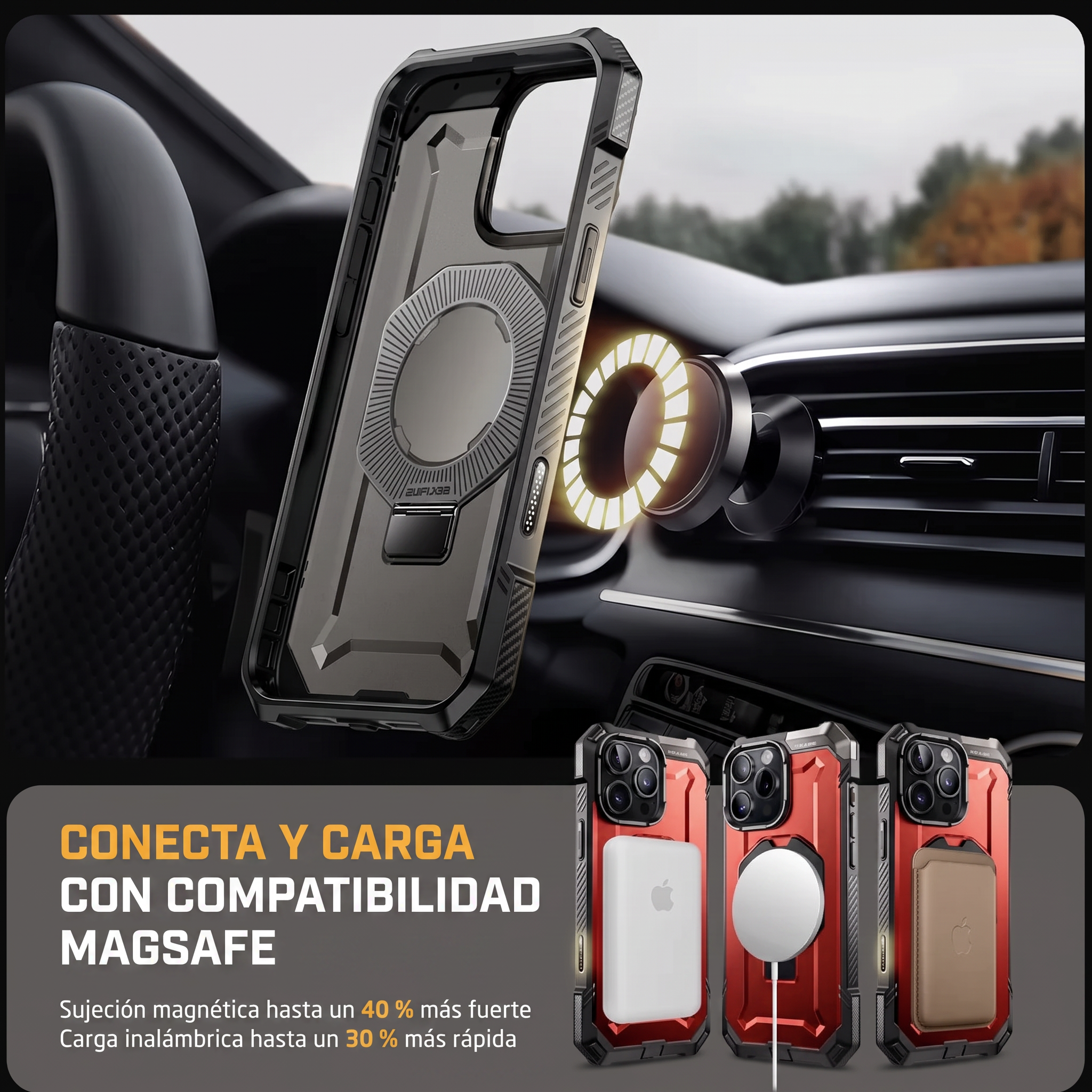 Case Grip Hunter — iPhone 16 Pro Max — Rojo