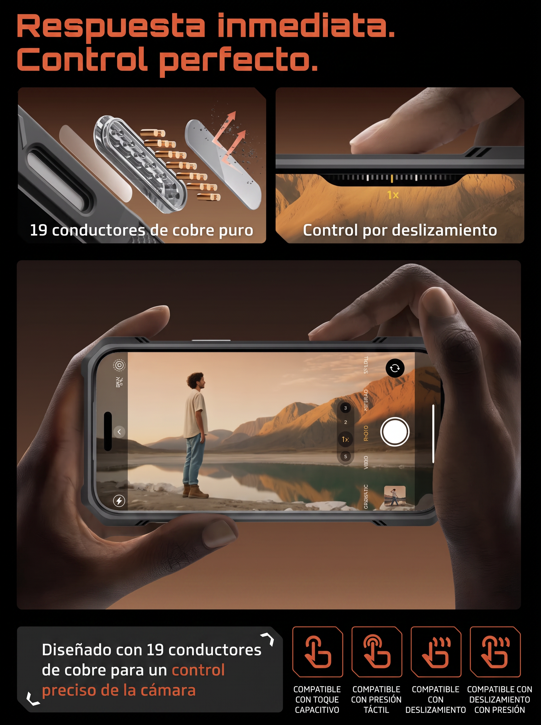 Case Grip Hunter — iPhone 17 Pro Max — Gris