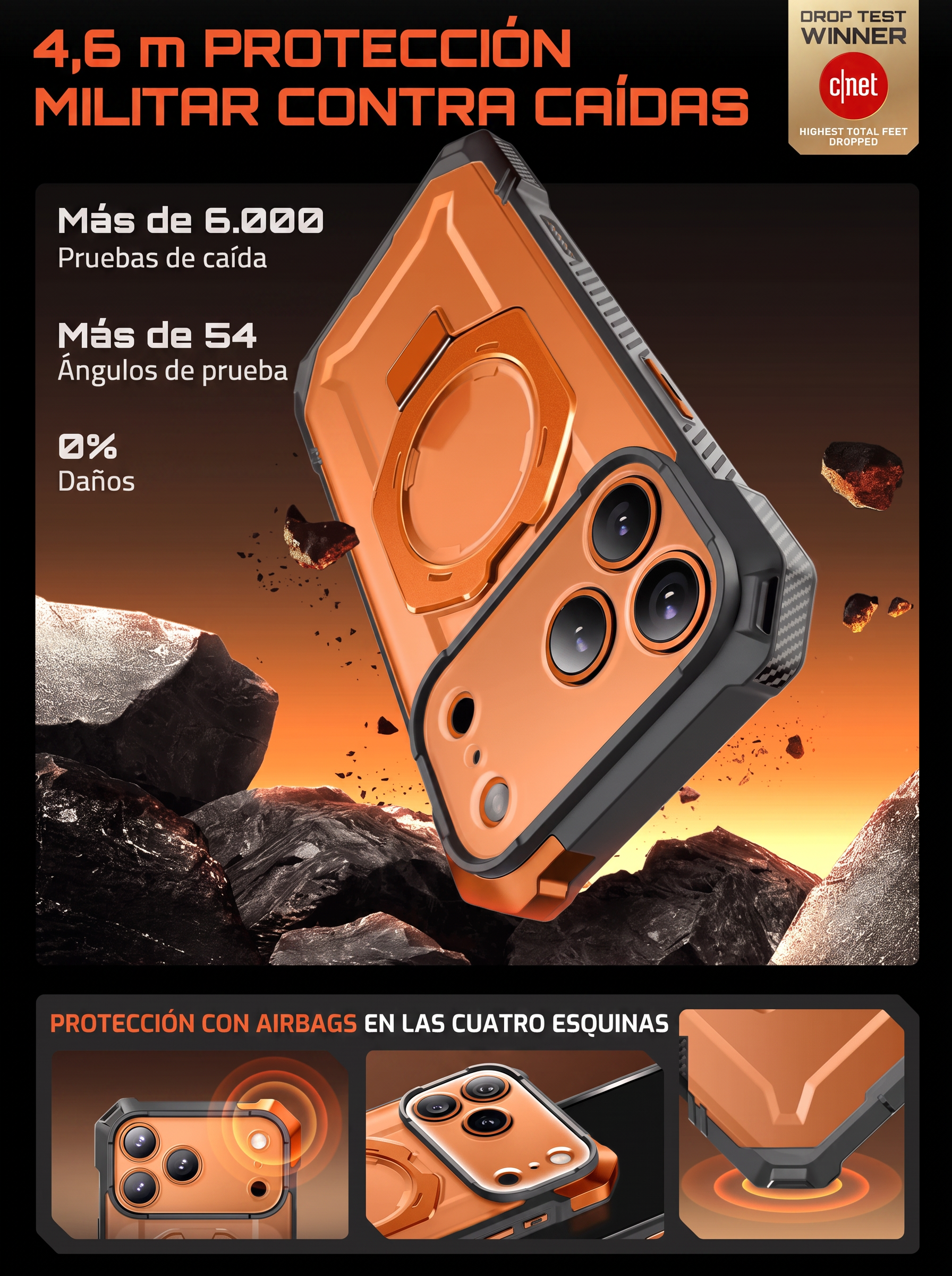 Case Grip Hunter — iPhone 17 Pro Max — Naranja