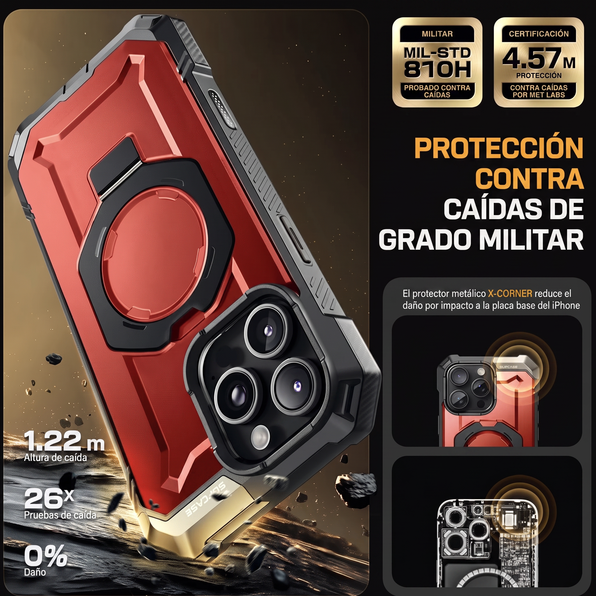 Case Grip Hunter — iPhone 16 Pro Max — Rojo