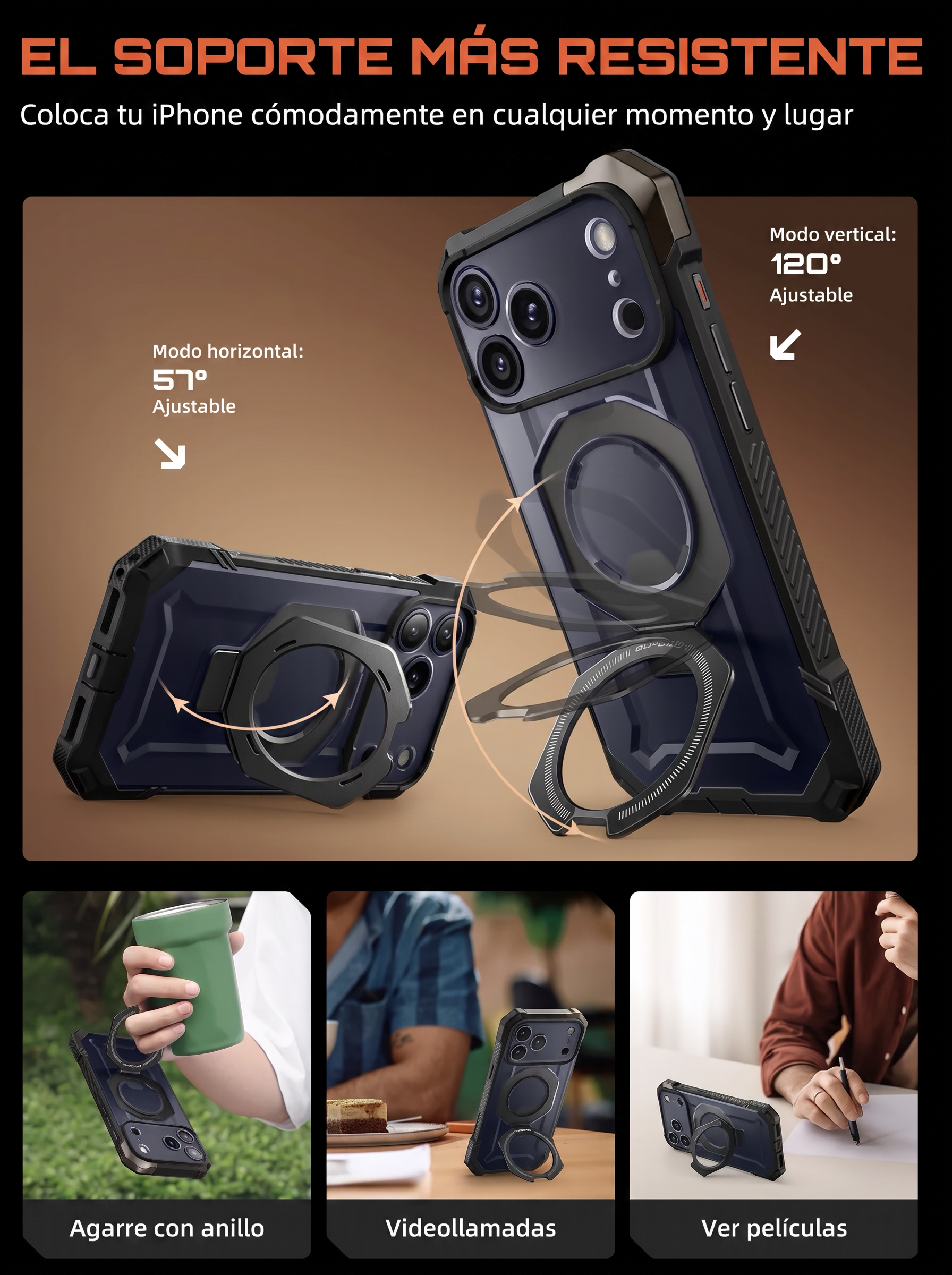Case Grip Hunter — iPhone 17 Pro — Negro