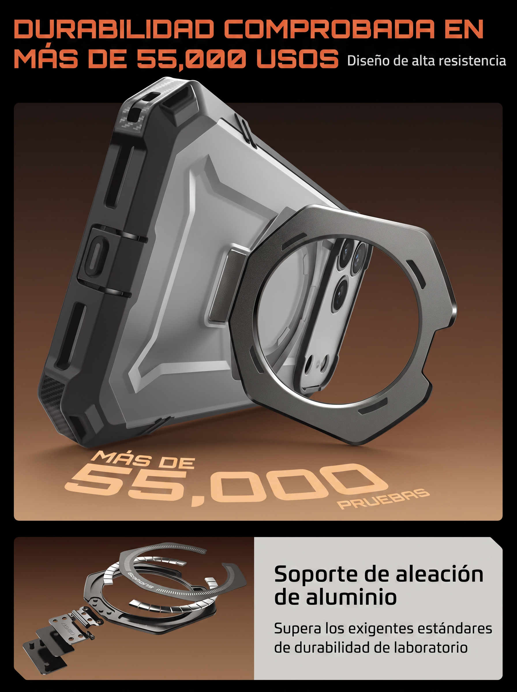 Case Grip Hunter — iPhone 17 Pro Max — Gris