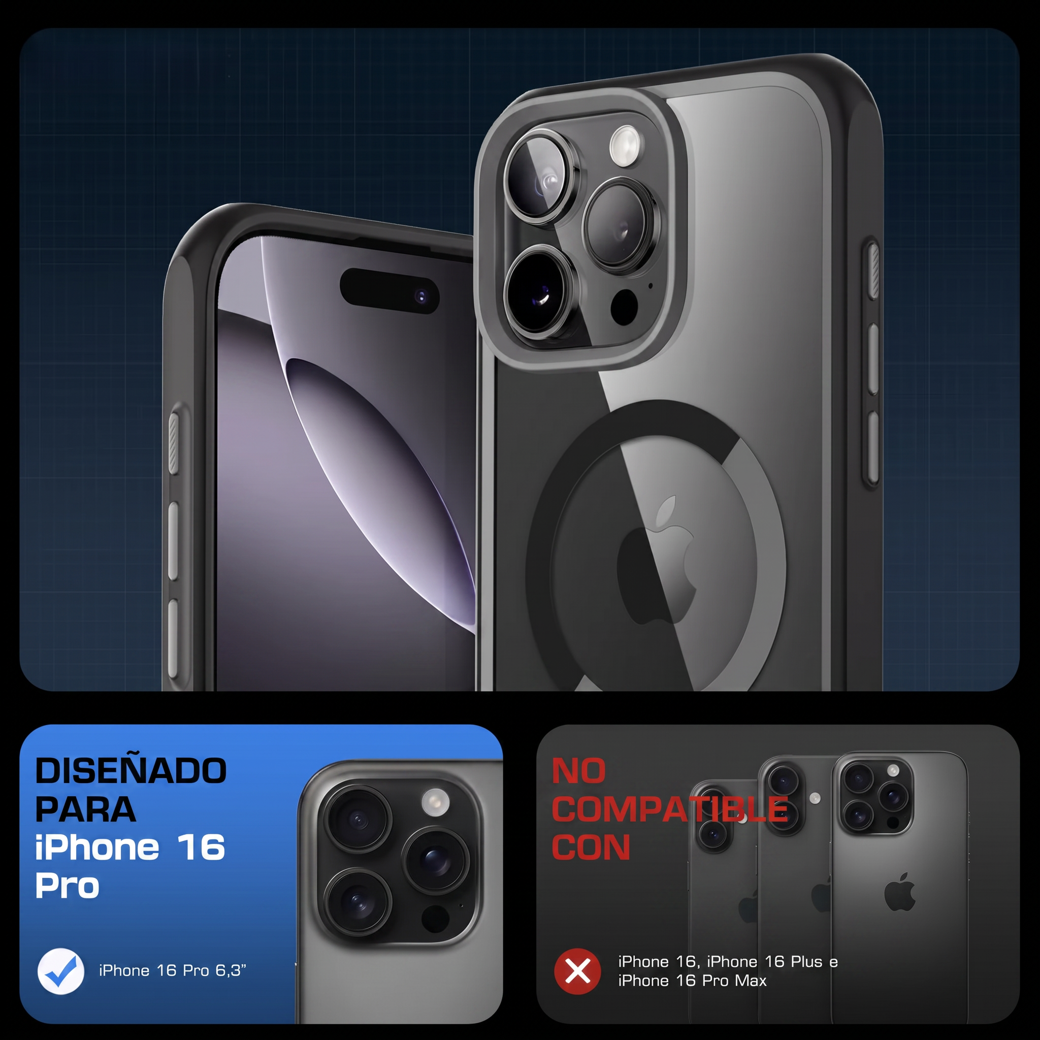 Case Slim Hunter — iPhone 16 Pro — Negro